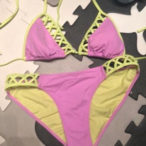 Lime green and pink bikini